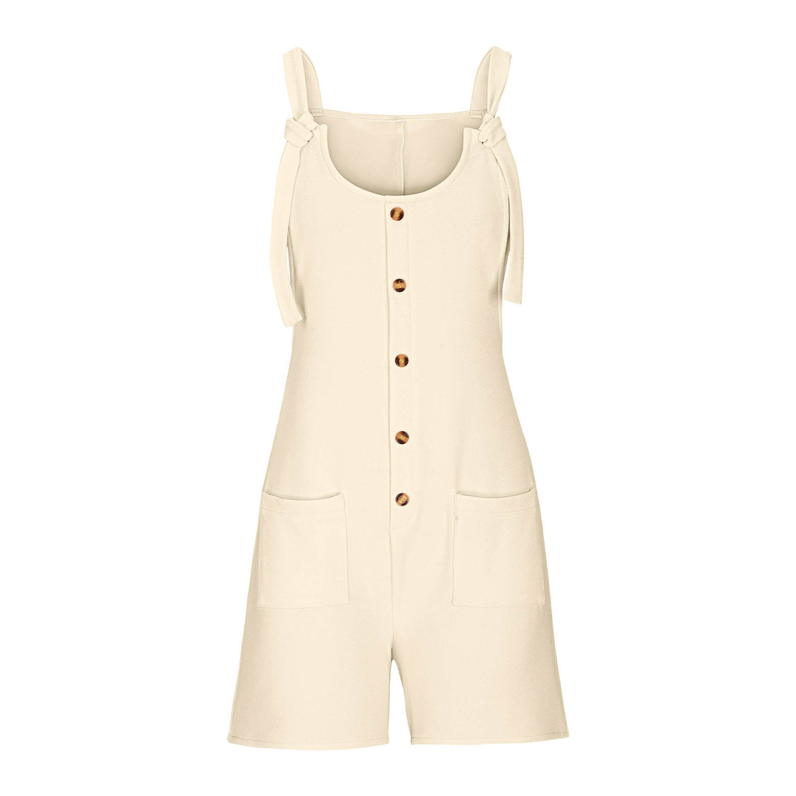 thumbnail image 5 of Mono corto de verano informal con botones para mujer - Poliéster, sin mangas, pantalón corto ancho - S-XXL, 5 of 5